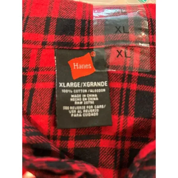 Hanes Men's Red and Black Flannel Pajama Set - Picture 4 of 6